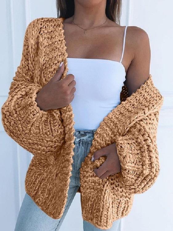Women's Sweater Cardigan Knit Long Sleeve Loose Sweater Cardigan