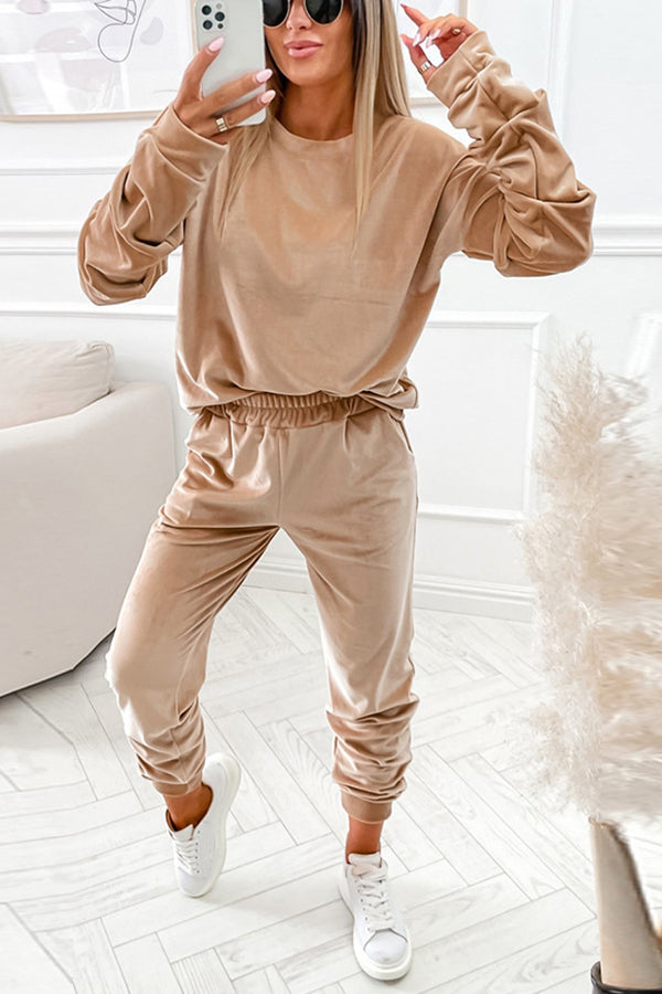 Ready for Anything Velour Pullover Top Pants Suit