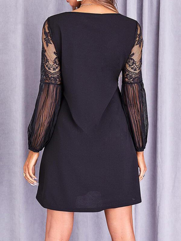 Women's Dresses V-Neck Lace Long Sleeve Dress