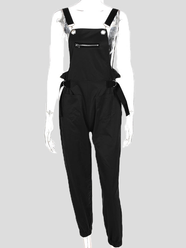 Women's Jumpsuits Zip Multi-Pocket Suspender Jumpsuit