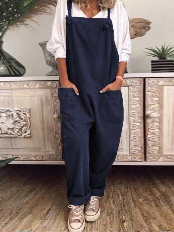 Women's Jumpsuits Casual Solid Pocket Bib Jumpsuit