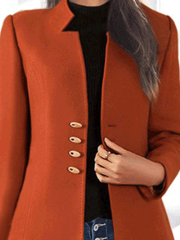 Women's Coats Button Long Sleeve Slim Fit Wool Coat