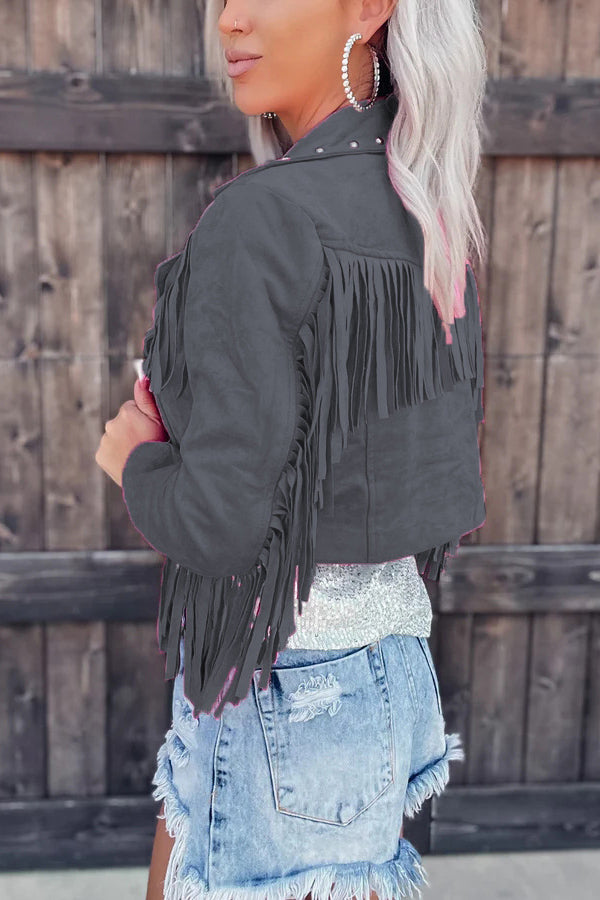 Here for A Good Time Fringe Suede Jacket