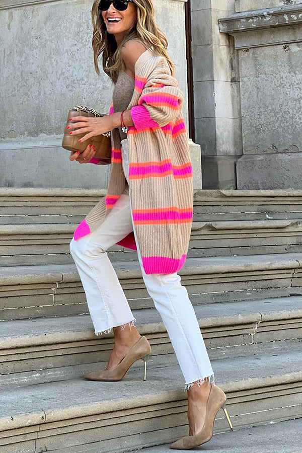 Her Prerogative Colorblock Knit Midi Cardigan