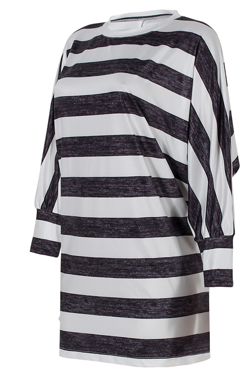 Casual Striped Patchwork O Neck Tops(3 Colors)