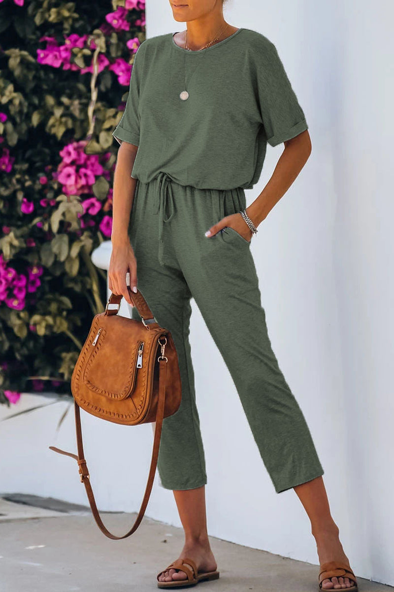 Casual Simplicity Solid Solid Color O Neck Regular Jumpsuits(4 Colors)