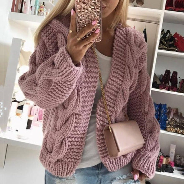 Oversize Open Front Knitted Sweater Cardigan