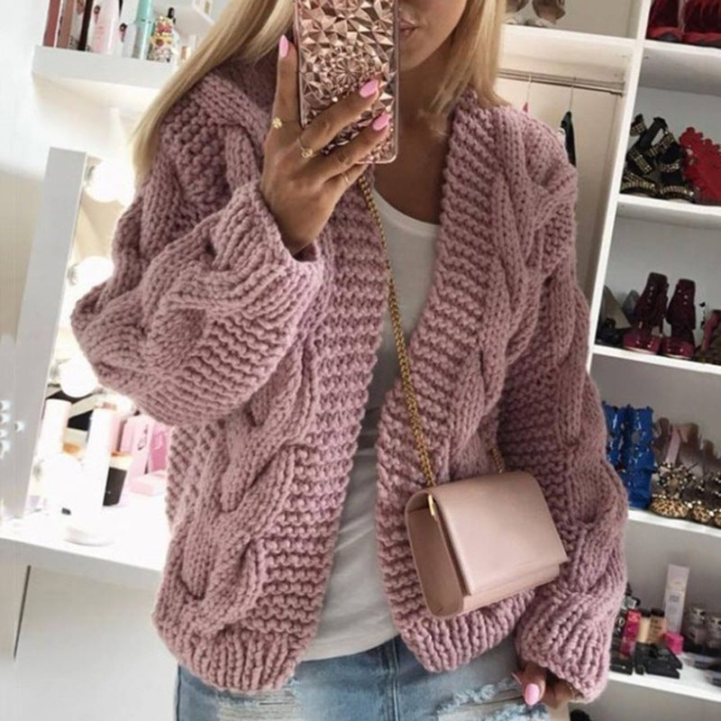 Oversize Open Front Knitted Sweater Cardigan