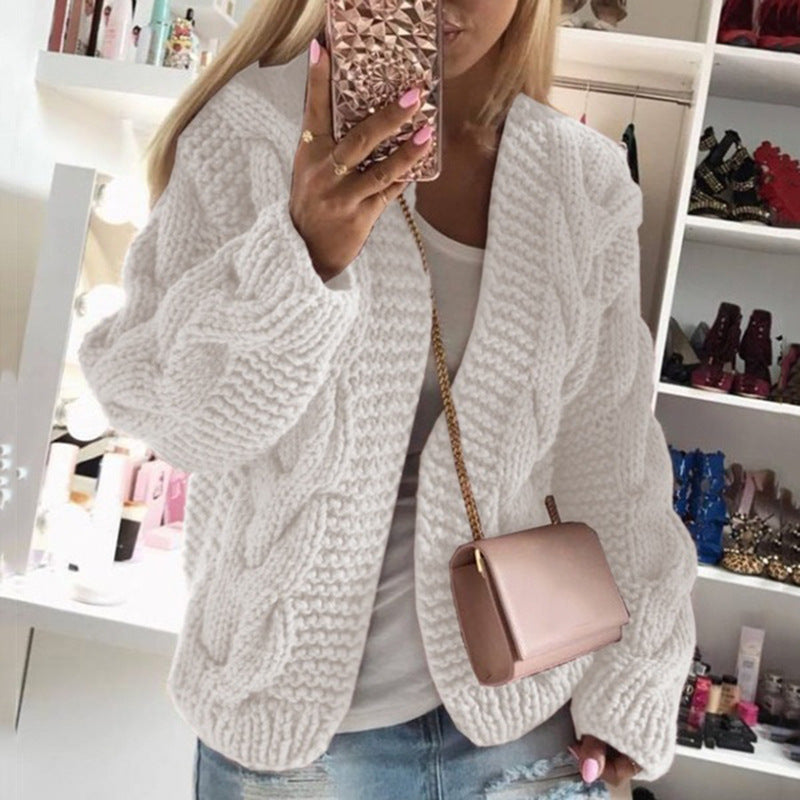 Oversize Open Front Knitted Sweater Cardigan