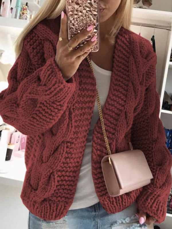 Oversize Open Front Knitted Sweater Cardigan