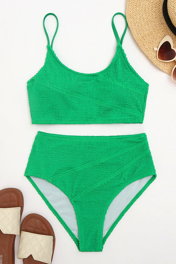 Sea of Hearts Textured High Waist Bikini Swimsuit