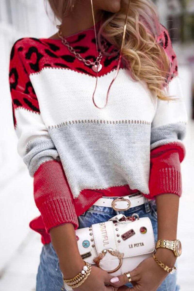 Leopard Color Block Sweater