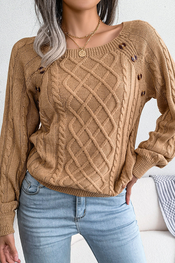 Sweet Life Button Cable Knit Sweater