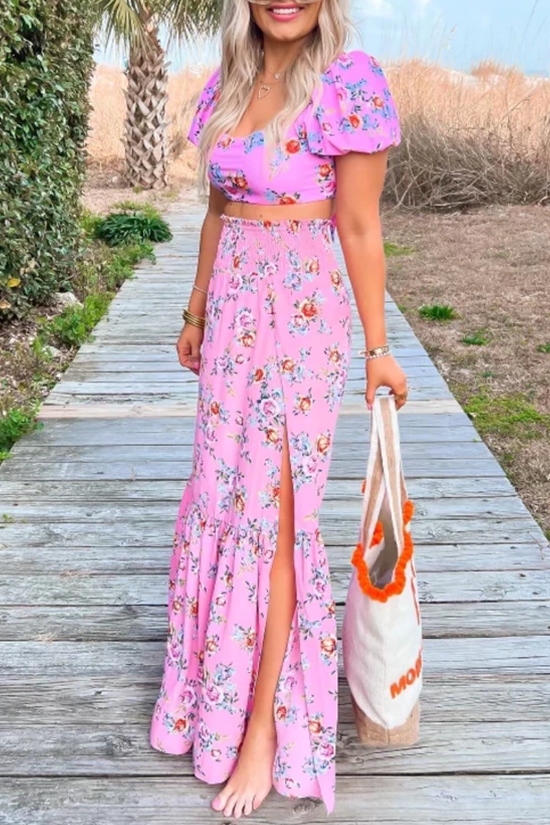 Heart Of Paradise Floral Two Piece Maxi Skirts
