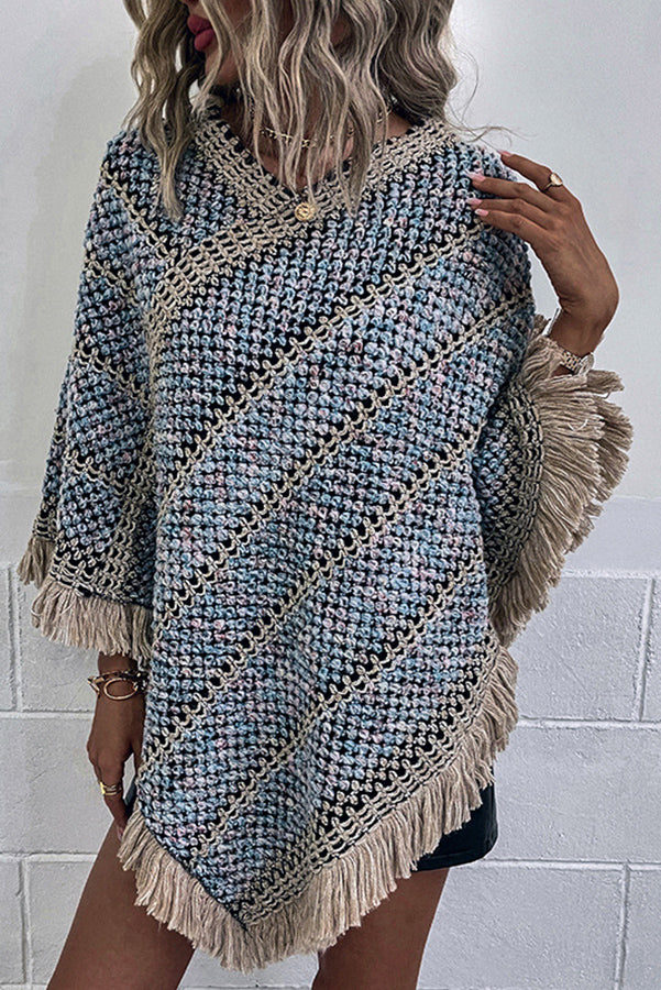 Everything and More Crochet Patterned Knit Poncho