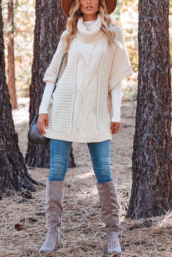 Beside The Fire Cable Poncho Sweater