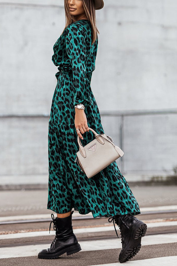 Most Wanted Leopard Print Long Sleeve Maxi Dress