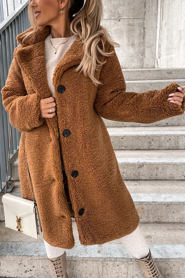 S'mores and Cozy Button Down Pocketed Teddy Coat