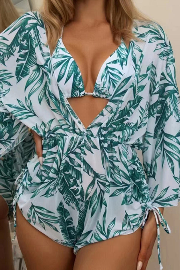 Cruise The Beach Printed Bikini+Cover-up Set