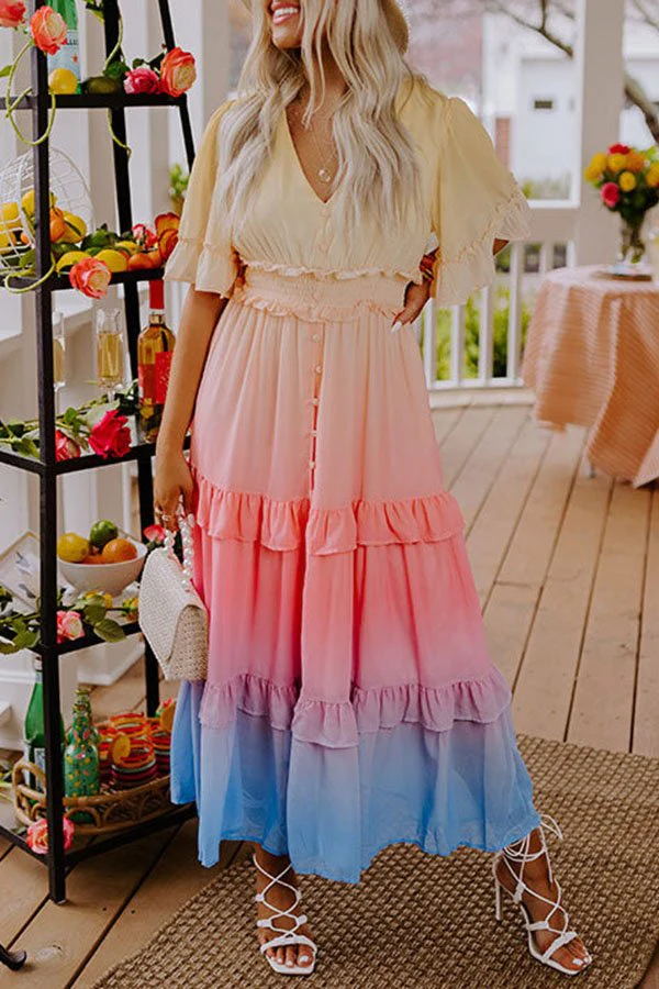 Over The Rainbow Gradient Vacation Maxi Dress
