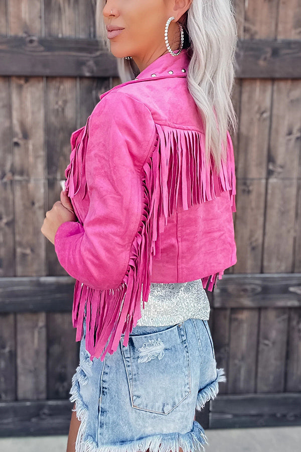 Here for A Good Time Fringe Suede Jacket