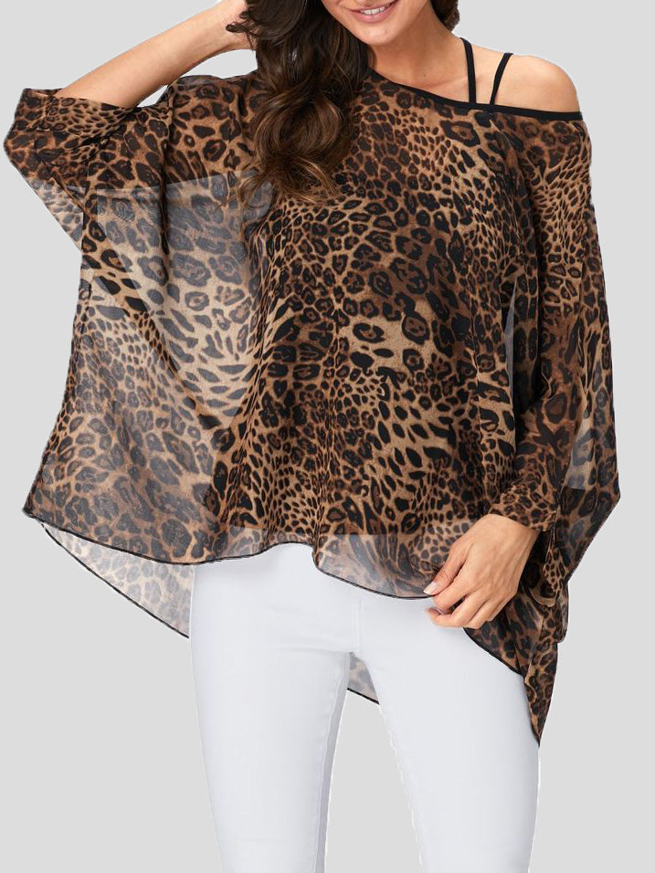 Women's T-Shirts Leopard Print Sun Protection Bikini Top