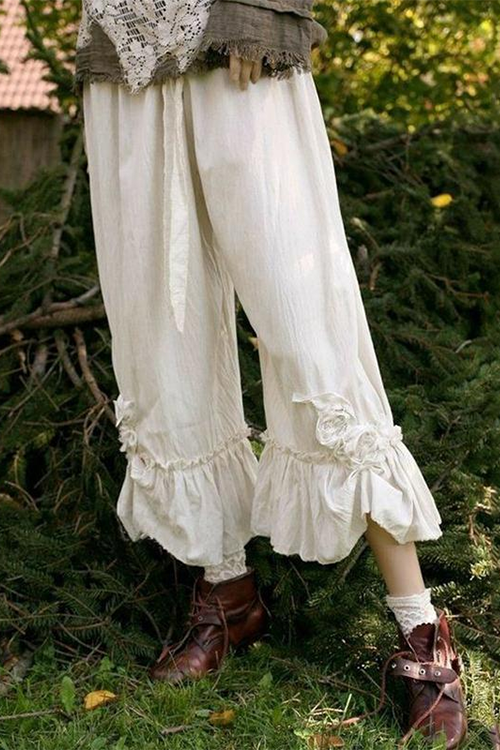 Ruffles Hem Loose Leg Pants