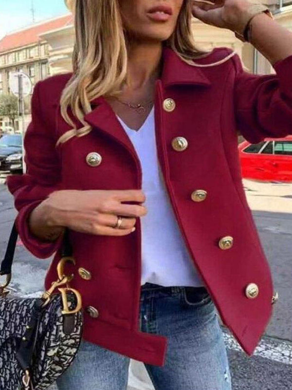 Women's Jackets Double Breasted Long Sleeve Slim Fit Jackets