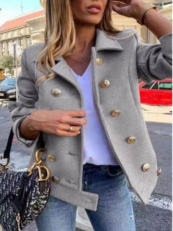 Women's Jackets Double Breasted Long Sleeve Slim Fit Jackets