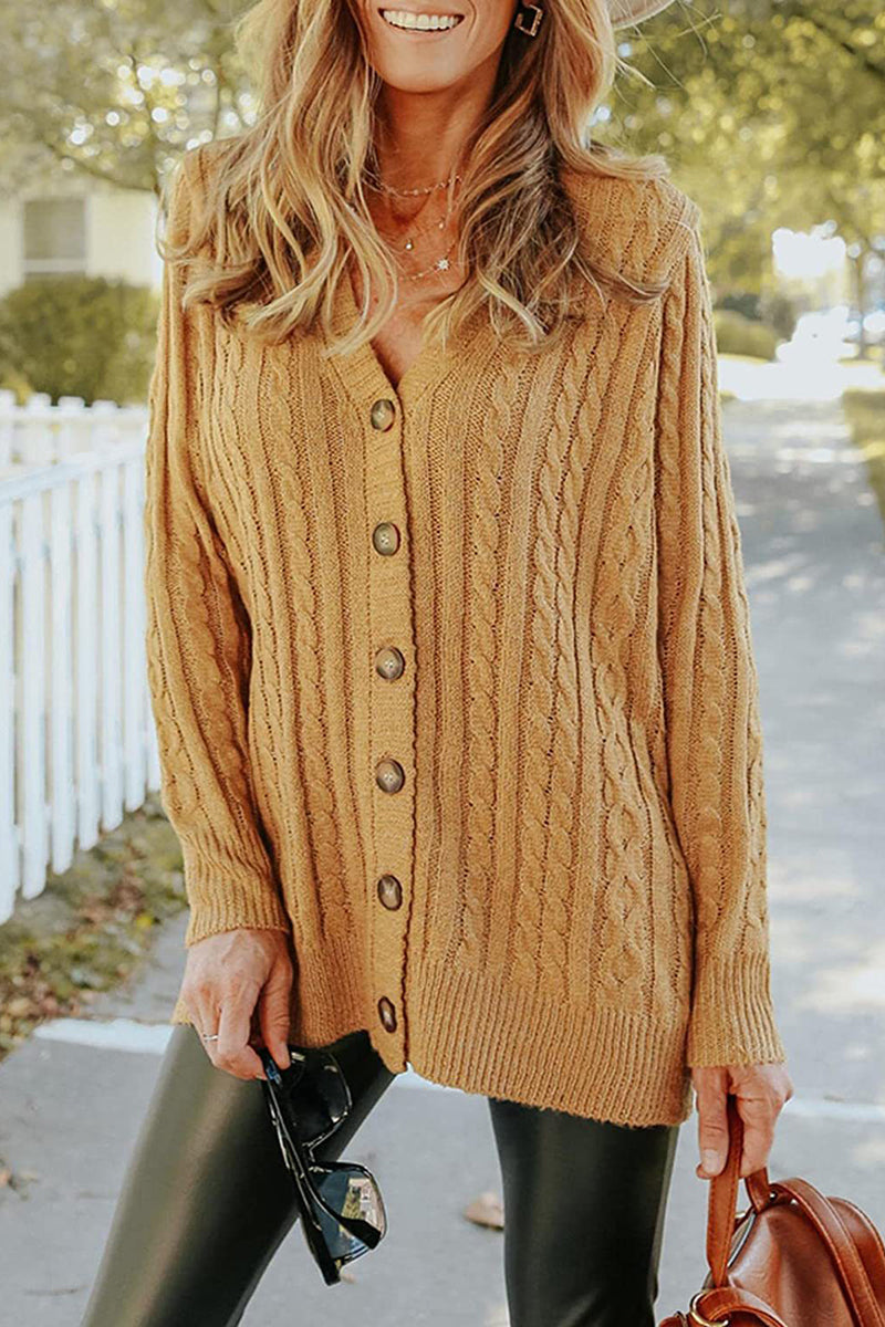 Cable Cardigan With Chunky Buttons