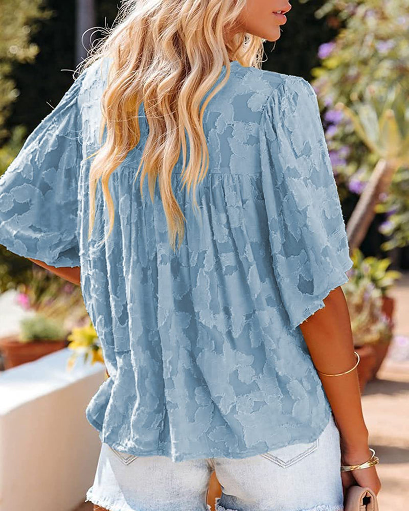 Casual Loose Round Neck Blouse Top