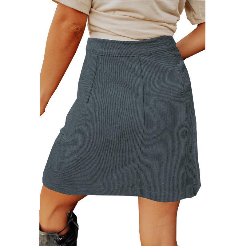 Button Down Double Front Pocket Mini Skirt