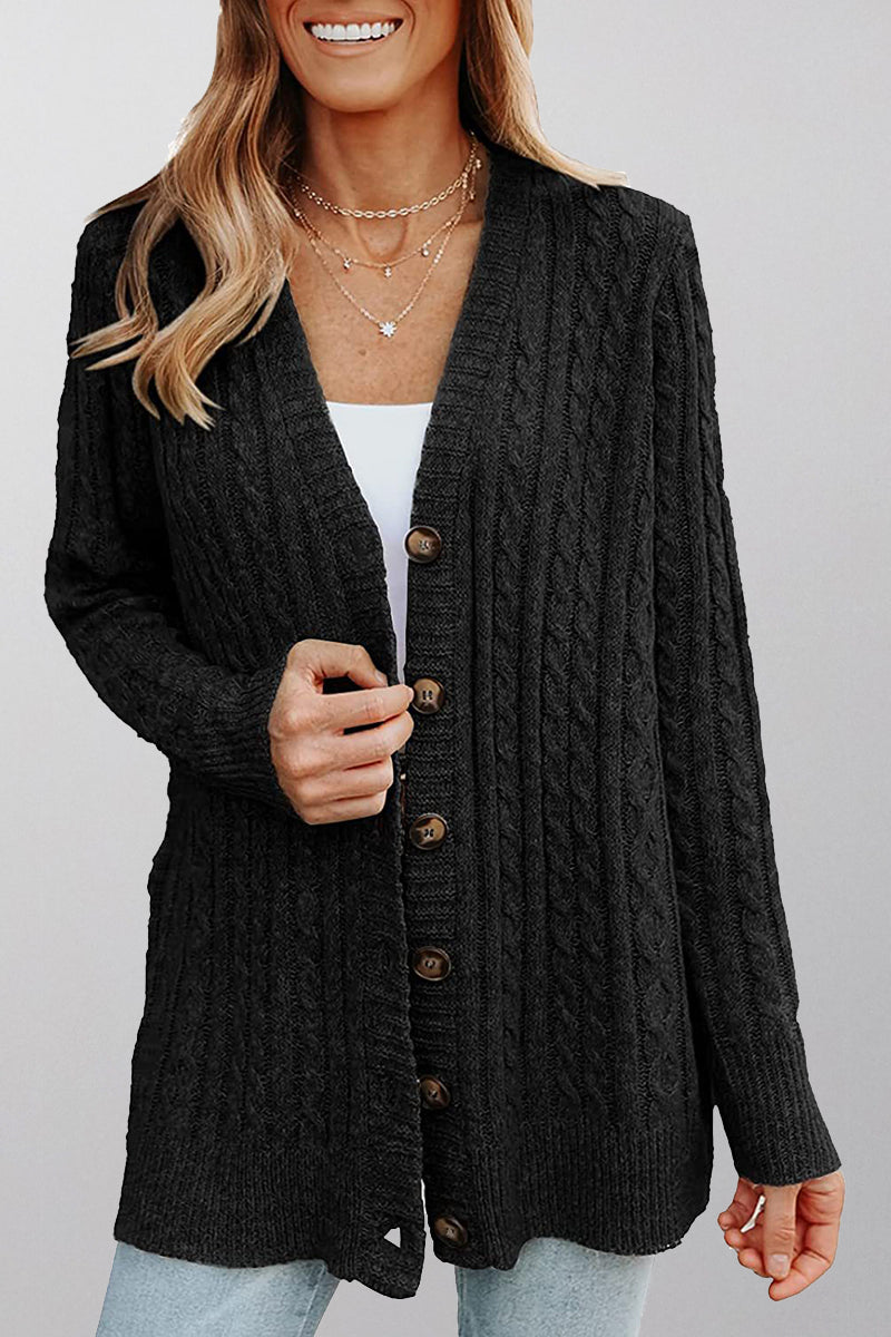 Cable Cardigan With Chunky Buttons