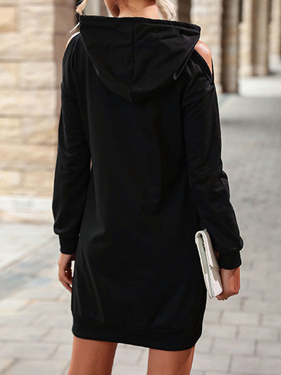 Women's Dresses Off Shoulder Long Sleeve Hooded Dress
