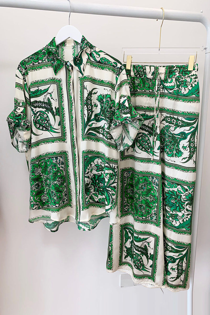 Easy Breezy Palm Shirt Pants Set