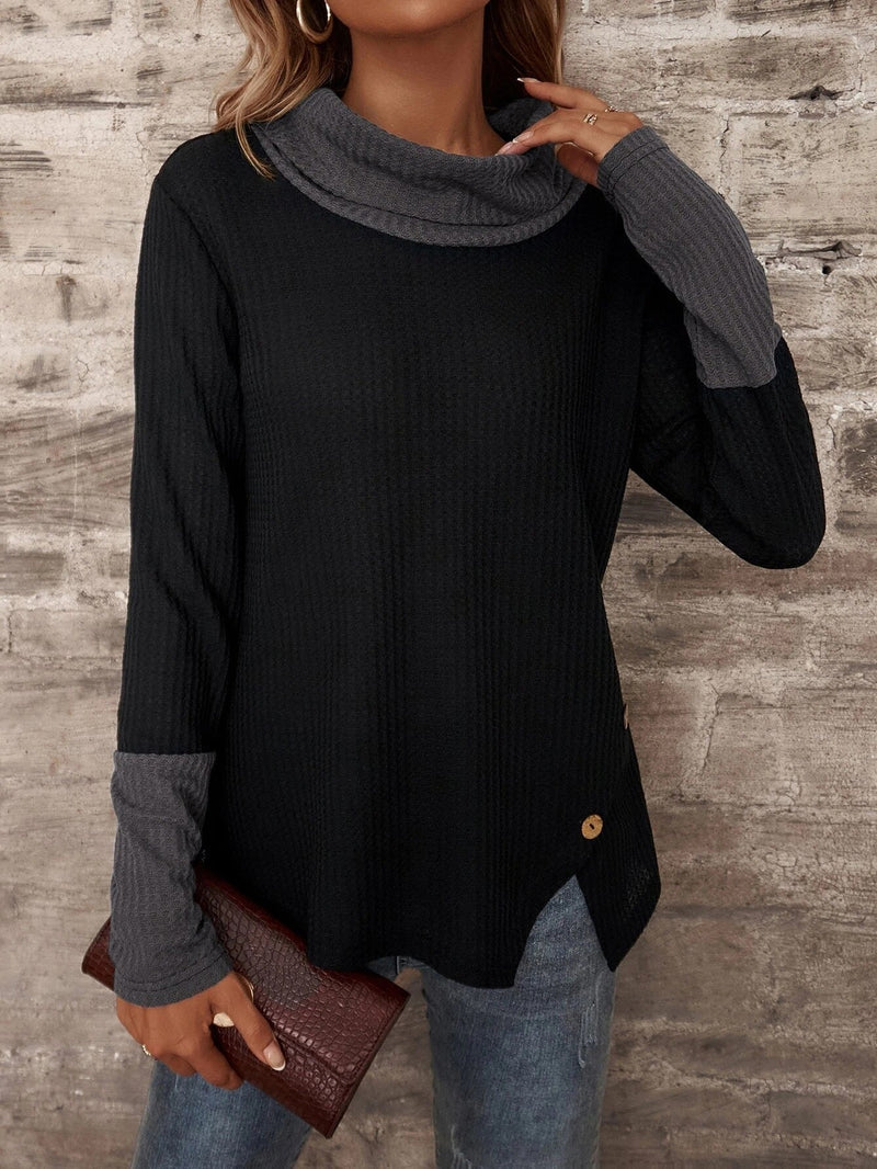 Casual High Neck Long Sleeve Knit Sweater