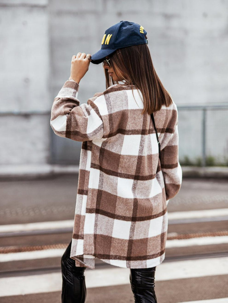 Casual Long Sleeve Buttoned Plaid Top Shirt