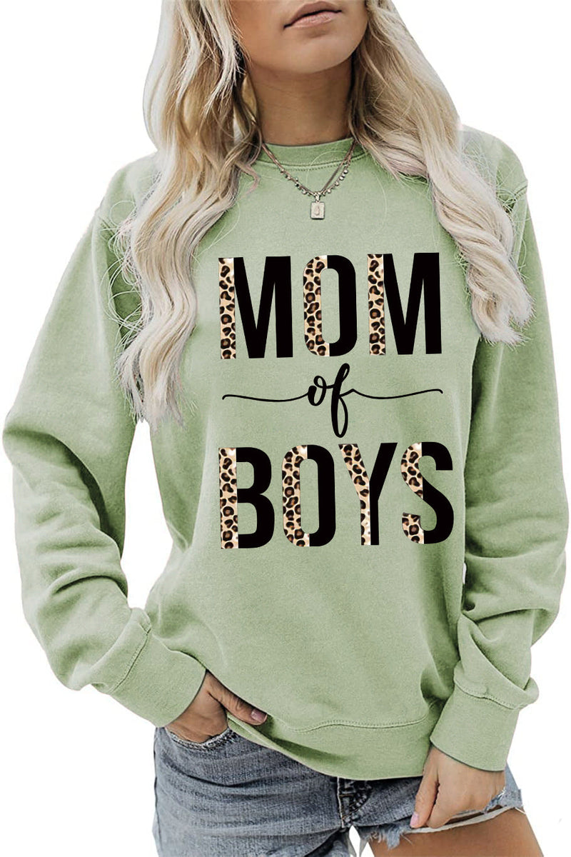 Casual Crew Neck Mom of Boys Printed Sweatshirt