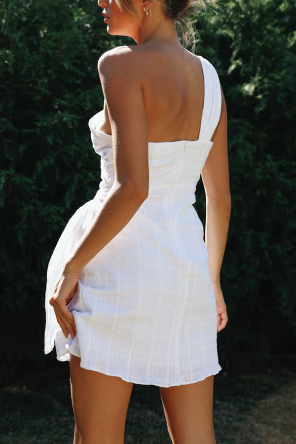 One Shoulder Asymmetry Mini Dress