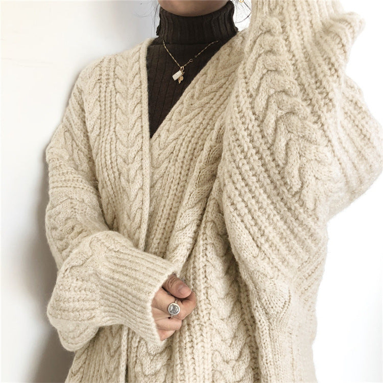 Oversized Chain Knit Loose Sweater Long Cardigan