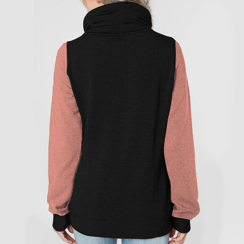 Zip Up Long Sleeve Drawstring Sweater
