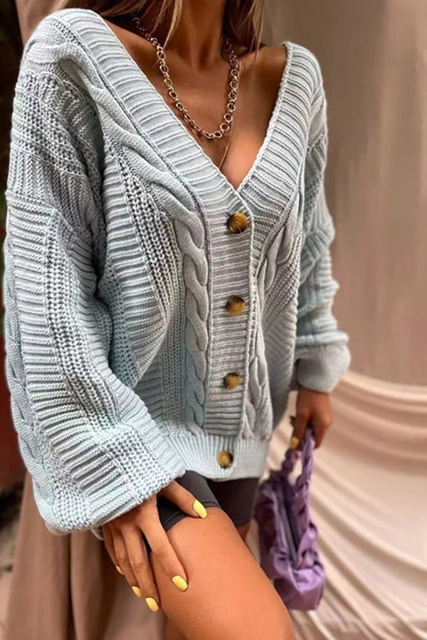 Button Front Cable Knit Cardigans