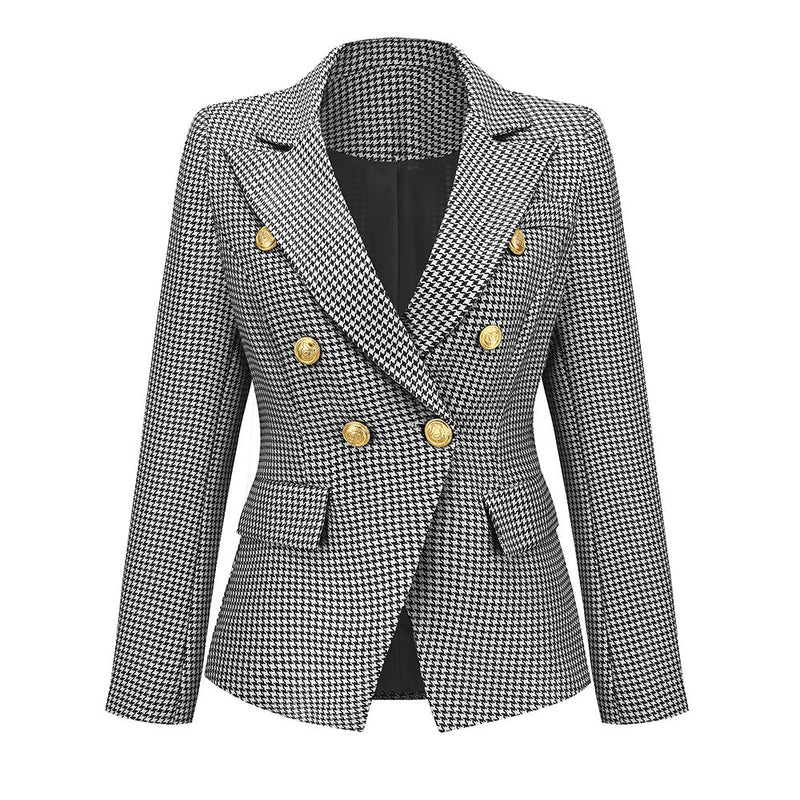 Lapel Bend Down Collar Button Blazer Coat