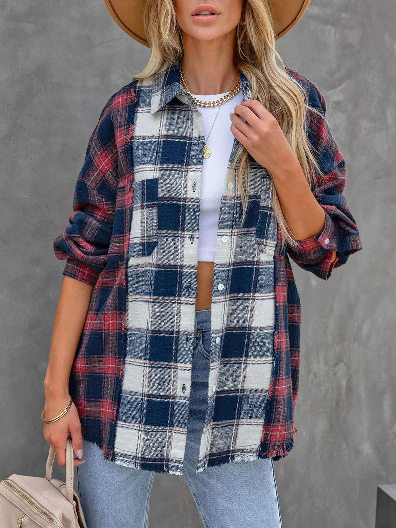 Mix It Up Frayed Vintage Wash Plaid Shacket