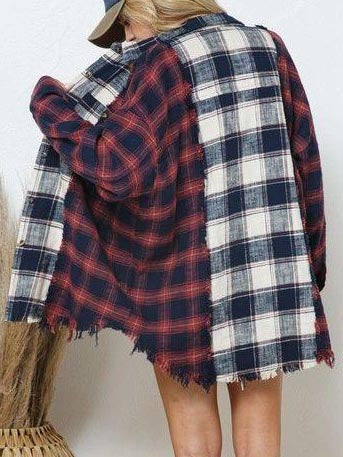 Mix It Up Frayed Vintage Wash Plaid Shacket