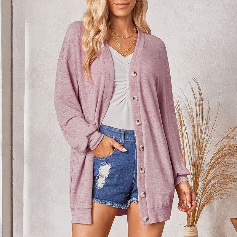 Casual Long Sleeve V-Neck Button Down Cardigan