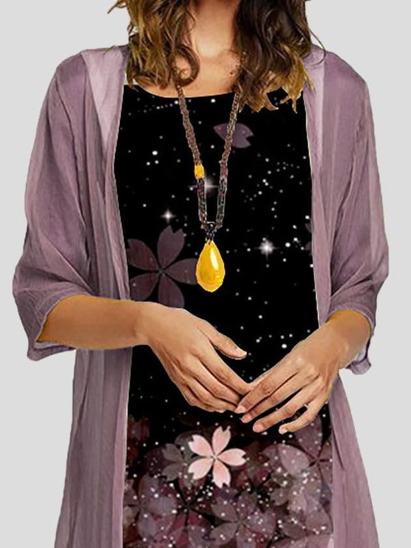 Women's Dresses Two-Piece Floral Print Round Neck Dress