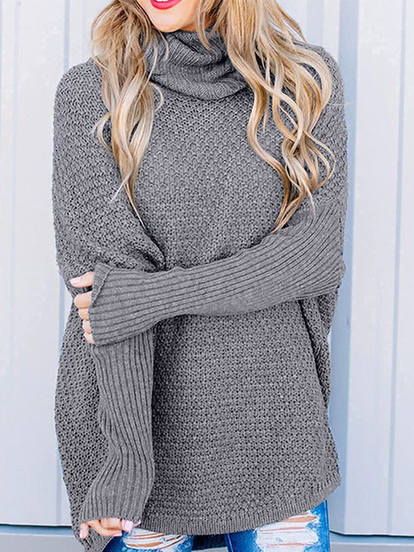 Women's Sweaters Loose Solid Turtleneck Long Sleeve Sweater