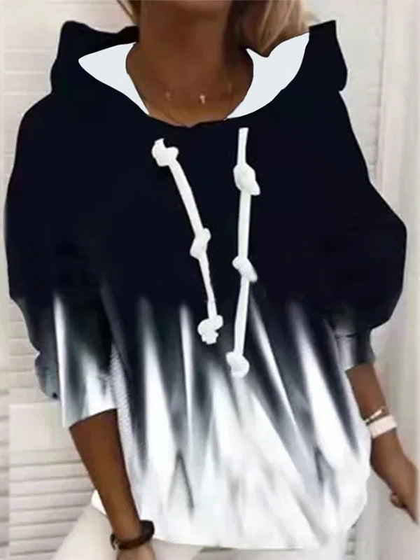 Women's Hoodies Casual Tie Dye Printed Drawstring Long Sleeve Hoody