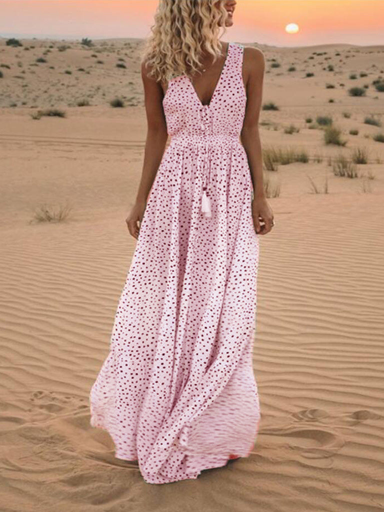 Women's Dresses Polka Dot Print V-Neck Sleeveless Dress